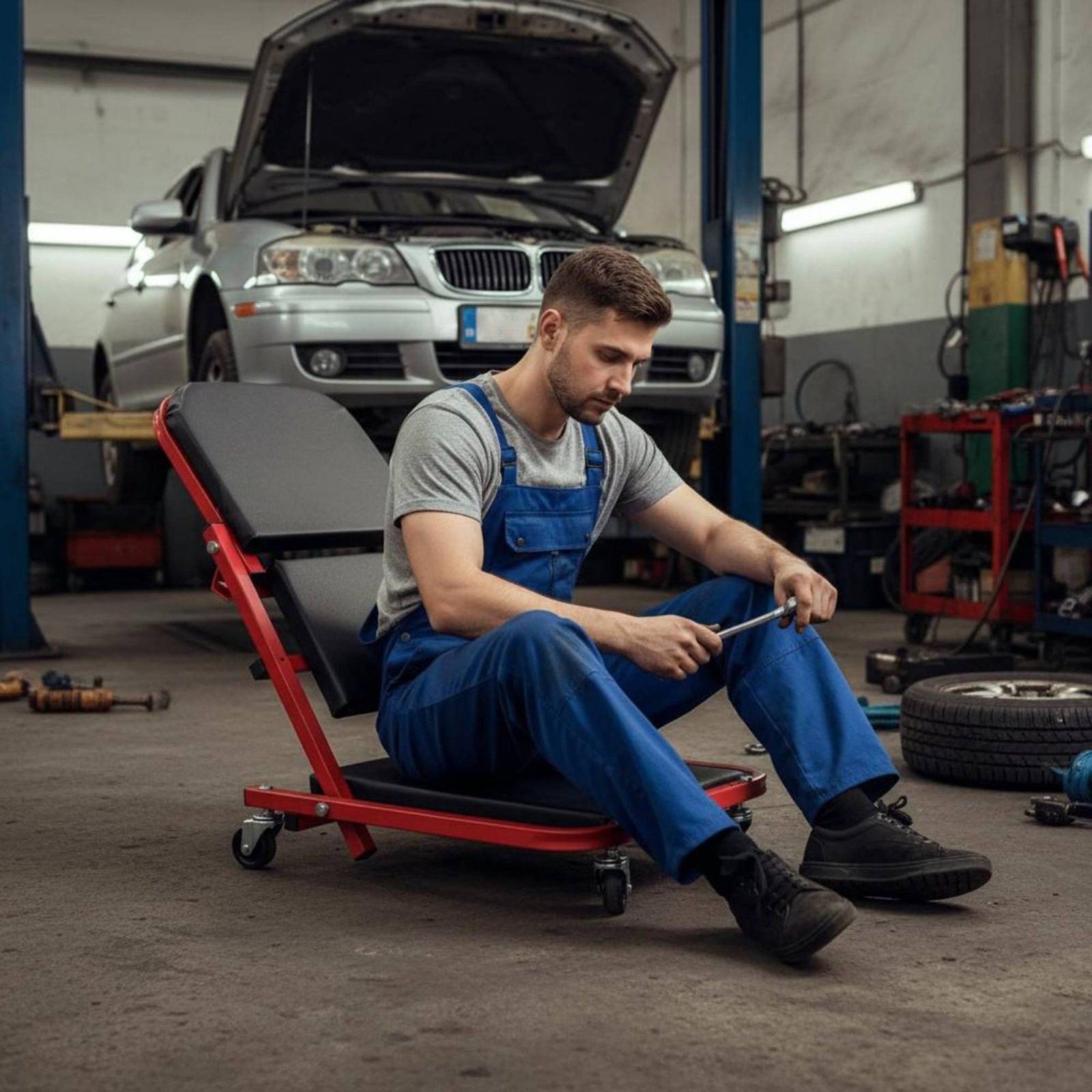 Siège d'atelier pliable 2-en-1 - Heavy Equipment Garage avis et prix